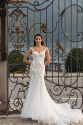 Stylish O-neck Wedding Gown For Women Trumpet Beads Lace Appliques Sleeveless Court Train Vestido De Noiva Customized